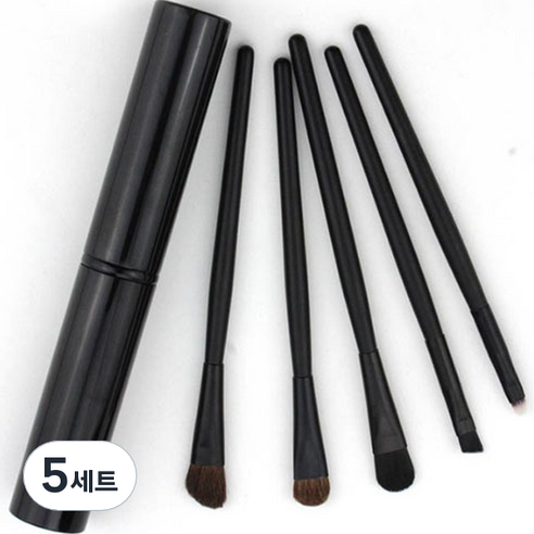 디에스 휴대용 미니 알루미늄 튜브 보관 5종 뷰티 브러쉬 세트, 블랙, 5세트