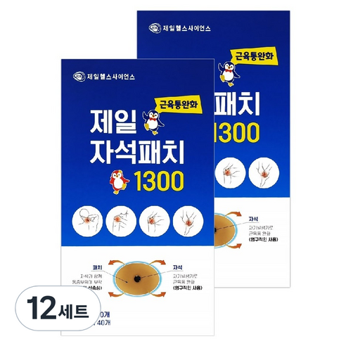 제일헬스사이언스 자석패치 1300 근육통완화 자석파스 영구자석 10p + 리필패치 40p 세트, 12세트