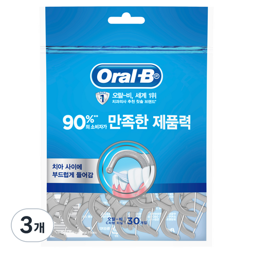 오랄비 일회용 치실, 30개입, 3개