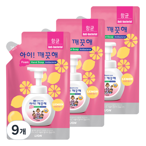 아이깨끗해 핸드워시 레몬향 리필, 200ml, 9개