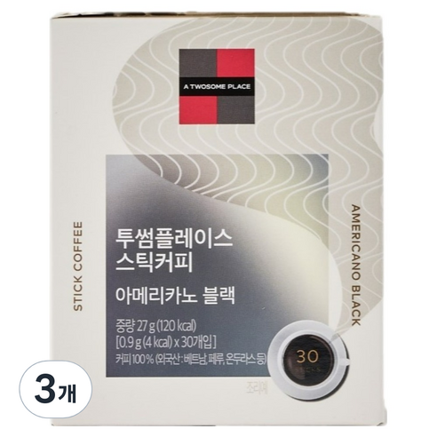 투썸플레이스 아메리카노 블랙 스틱커피, 0.9g, 3개, 30개입