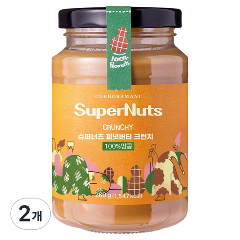 슈퍼너츠 피넛버터 크런치, 260g, 2개