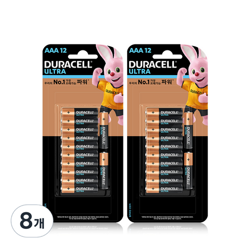 듀라셀 울트라 알카라인 AAA건전지, 12개입, 8개