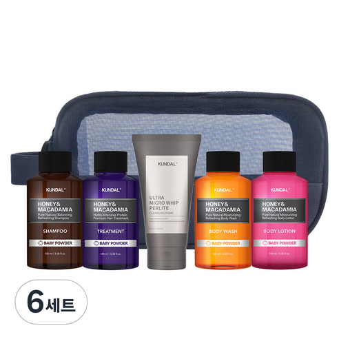 쿤달 여행용 5종 세트 B타입 클렌징폼 포함 베이비파우더향, 6세트