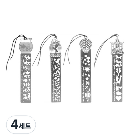 금속 모양자 어항 + 새장 + 열기구 + 회전목마 세트, 혼합색상, 4세트