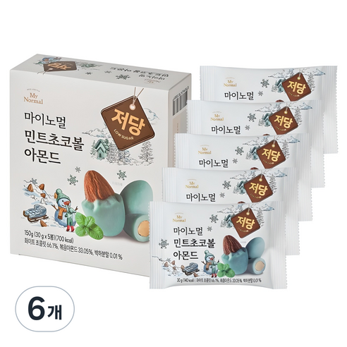 마이노멀 저당 민트초코볼 아몬드 5p, 150g, 6개