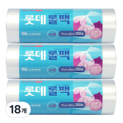 롯데이라이프 위생롤팩 17 x 25cm, 소(S), 200매, 18개
