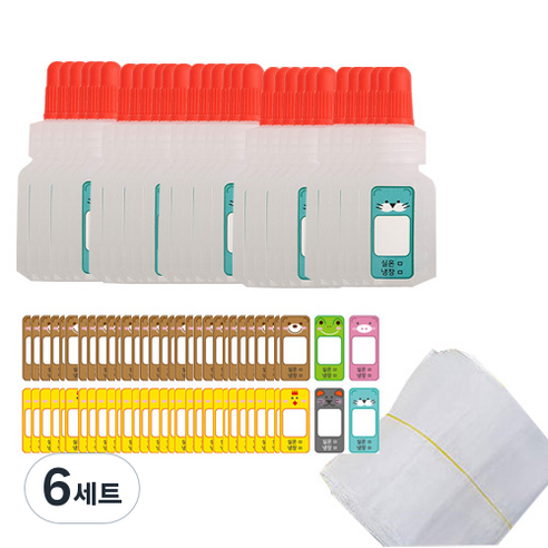 투약병 12ml x 100p + 동물 스티커 96p + 지퍼백 100p 세트, 6세트