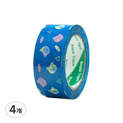 에이러블 포장용 박스테이프 45mm x 100m B0210, 8 베어블루, 4개