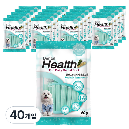 덴탈헬스 펀 데일리 애견껌, 민트맛, 60g, 40개입