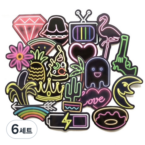 캐리어 네온 스티커 21종 세트 MK0006, 혼합색상, 6세트