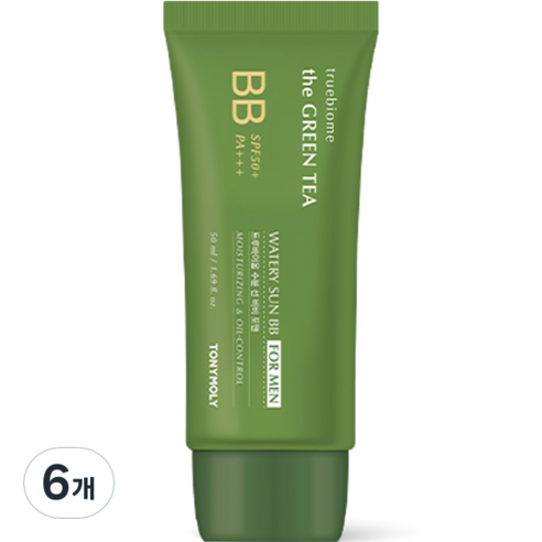 토니모리 더 그린티 트루바이옴 수분 선 비비크림 포맨 SPF50+PA+++, 내추럴스킨, 50ml, 6개