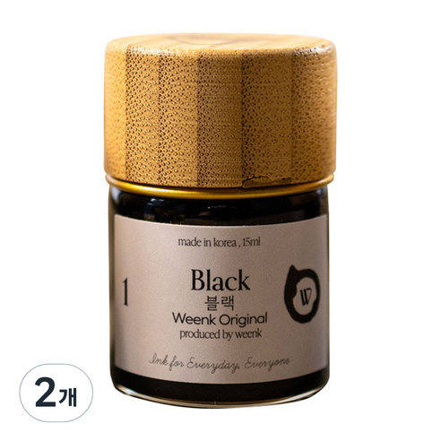 윙크 미니 병잉크 15ml, No 1 블랙, 2개