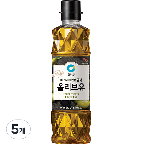 청정원 엑스트라버진 올리브유, 500ml, 5개