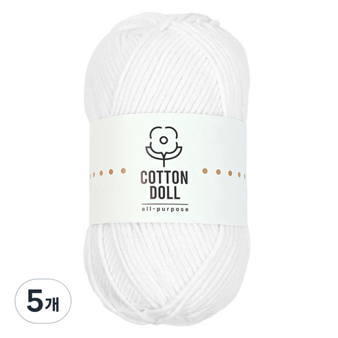니뜨 코튼돌 뜨개실 50g, 5개, 1 화이트