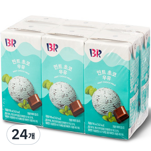 배스킨라빈스 민트초코 우유, 24개, 190ml