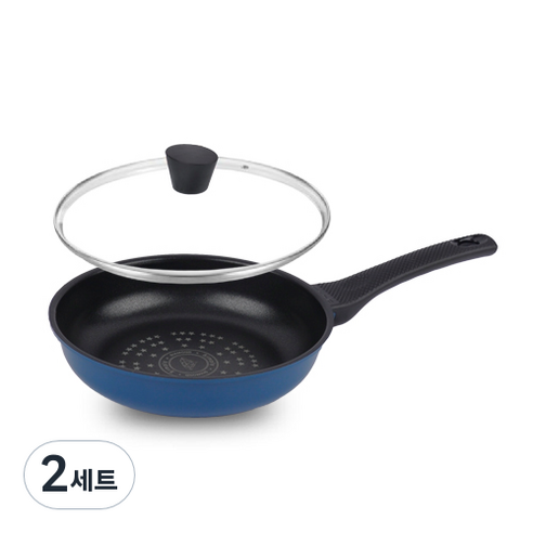 키친아트 프리미엄 파스텔 프라이팬 + 유리 뚜껑 세트, 20cm, 2세트