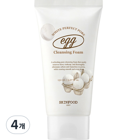 스킨푸드 에그화이트 퍼펙트 포어 클렌징 폼, 150ml, 4개