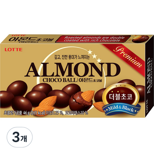 롯데제과 아몬드 초코볼 46g 3개팩 초콜릿