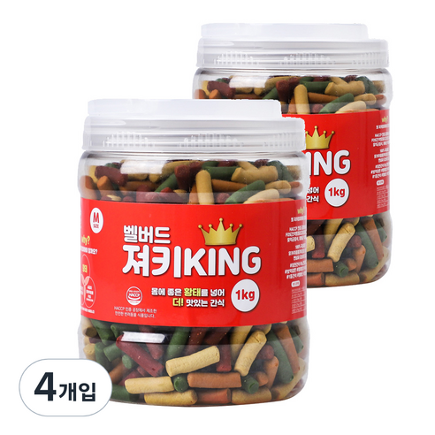 벨버드 져키킹 강아지 노즈워크 간식 M 1kg, 황태 + 연어 + 참치 + 오리 + 치즈 혼합맛, 2개입