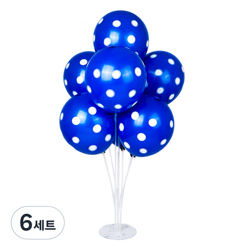 파티쇼 풍선꽂이 장식세트 70cm, 도트블루, 6세트