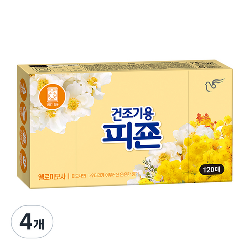 피죤 건조기용 시트 섬유유연제 옐로미모사 본품, 1개입, 4개