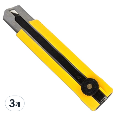 BESTIR 오토락 커터칼 25mm BST-03569, 옐로우, 3개