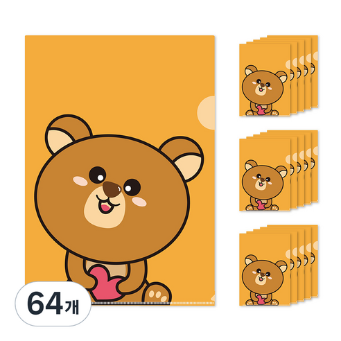 귀여운 디자인 L자홀더파일, 곰돌이, 64개