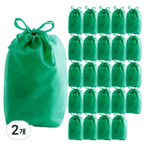 부직포 복주머니 더스트백 16 x 25 cm 25p, 그린, 2개