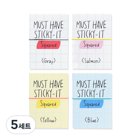 왈가닥스 머스트 해브 스티키 점착메모지 4p, Squared, 5세트