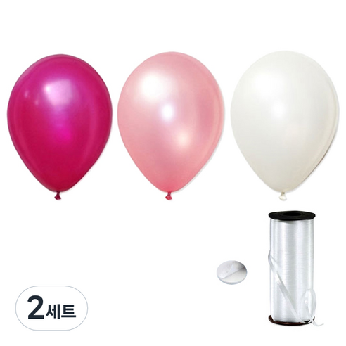 파티팡 헬륨 풍선 효과 파티용품 30cm 펄풍선 100p + 컬링 리본 90m + 양면테잎 스폰지닷 100p, 러브어써트, 2세트