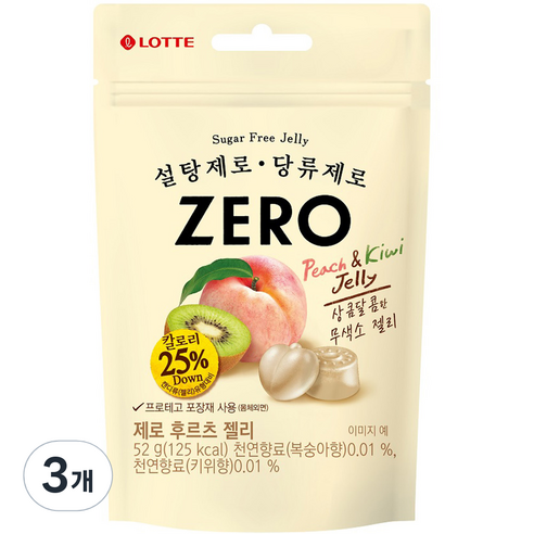 젤리셔스 제로 후르츠 젤리, 3개, 52g