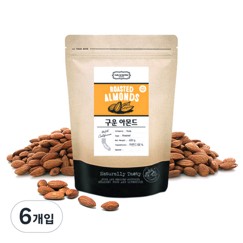 넛츠앤베리스 구운 아몬드, 400g, 6개