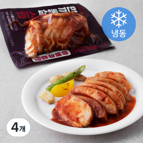 한끼통살 스팀 슬라이스 바베큐립맛 닭가슴살 (냉동), 100g, 4개