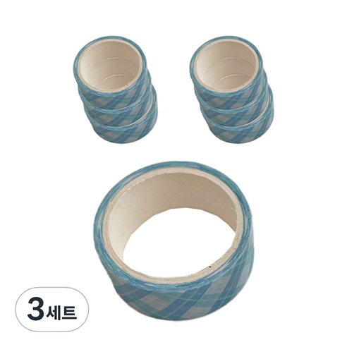 슬로우데코 다꾸 심플 체크 마스킹 테이프 7종 세트, 민트, 3세트
