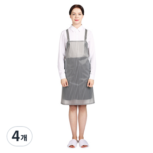 웰프런 우레탄 방수앞치마 스트라이프 소, 반투명 블랙, 4개