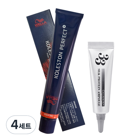 웰라 콜레스톤 퍼펙트 플러스 염모제 80g + 셀리본 33 실크 프로틴 앰플 12ml, 4세트, 10/1
