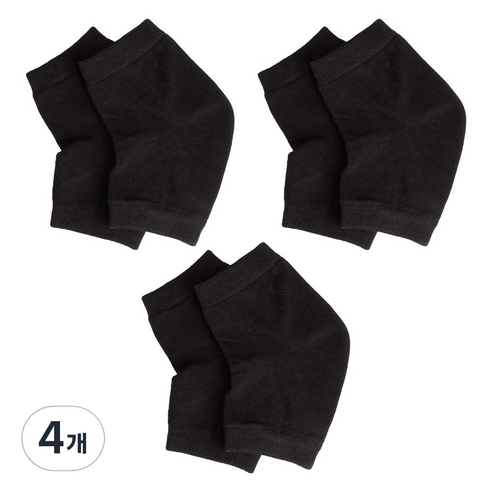 풋인솔 뒤꿈치 보호 양말 3세트, 4개, 블랙