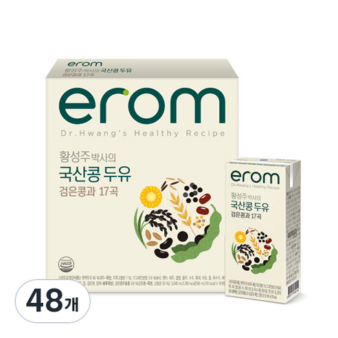 이롬 황성주 국산콩 두유 검은콩과 17곡, 190ml, 48개