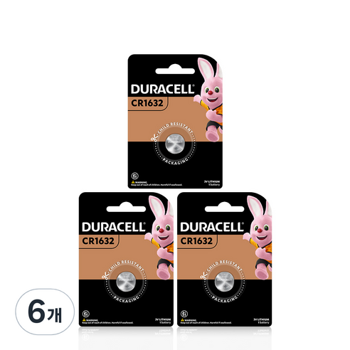 듀라셀 코인 리튬 건전지 CR1632, 1개입, 6개