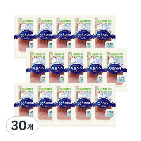 캣츠아이 캣닙치킨컷트 고양이건조간식 닭, 닭가슴살 + 캣닢 혼합맛, 30개