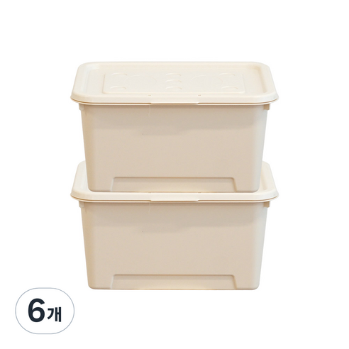 보노하우스 탑백 리빙박스 24L, 크림, 6개