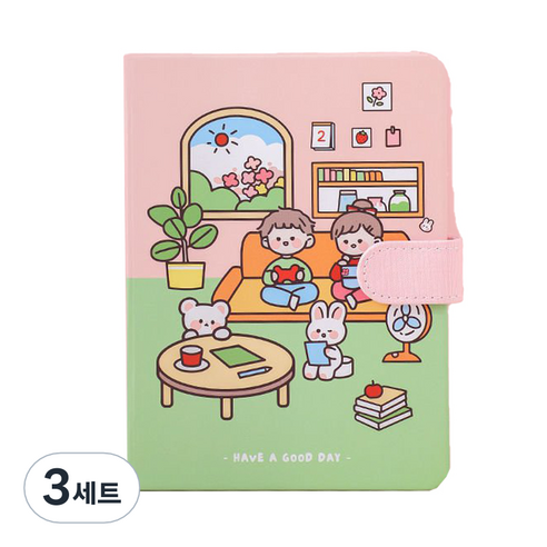 HealingCare 다꾸 문구세트, 29 싱글 마그네틱 버클 북 스위트 코티지, 3세트