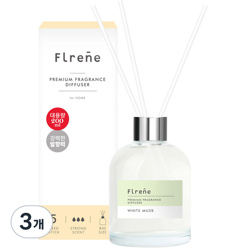 플렌느 실내용 디퓨저, 화이트무스크, 200ml, 3개