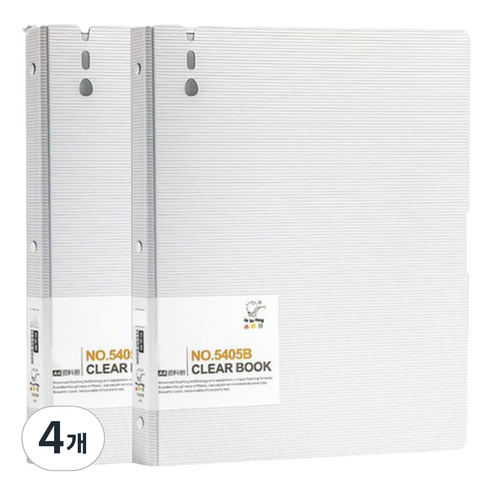 알로데 고급 폴더 펜클립 A4 클리어파일 60p, 04 화이트, 4개