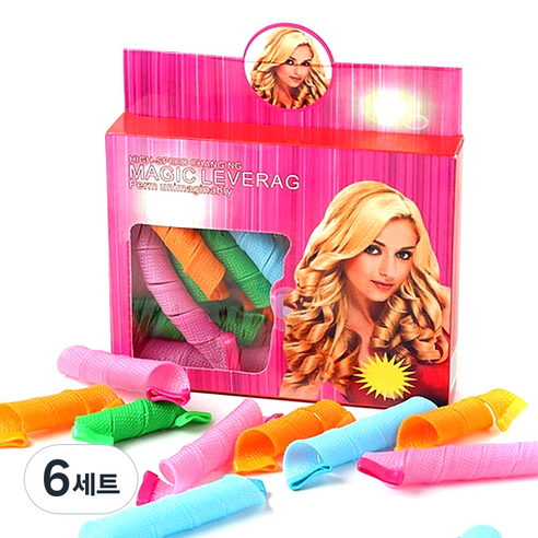 트리 매직 웨이브 헤어롤 세트, 혼합 색상, 6세트