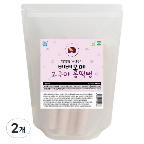 베베모메 유아용 유기농 롱떡뻥, 30g, 2개, 고구마