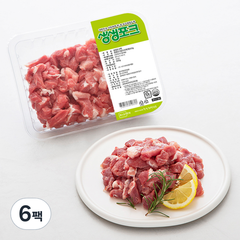생생포크 한돈 앞다리살 찌개용 (냉장), 500g, 6팩