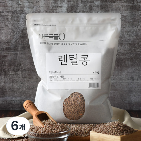 바른곡물 렌틸콩, 2kg, 6개