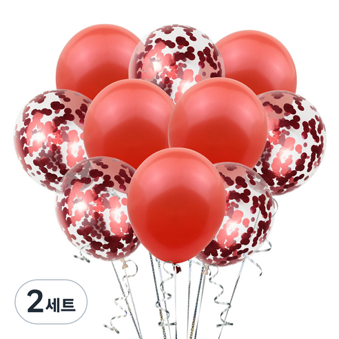 그래다다 파티 장식 풍선 10p 세트, 레드, 2세트